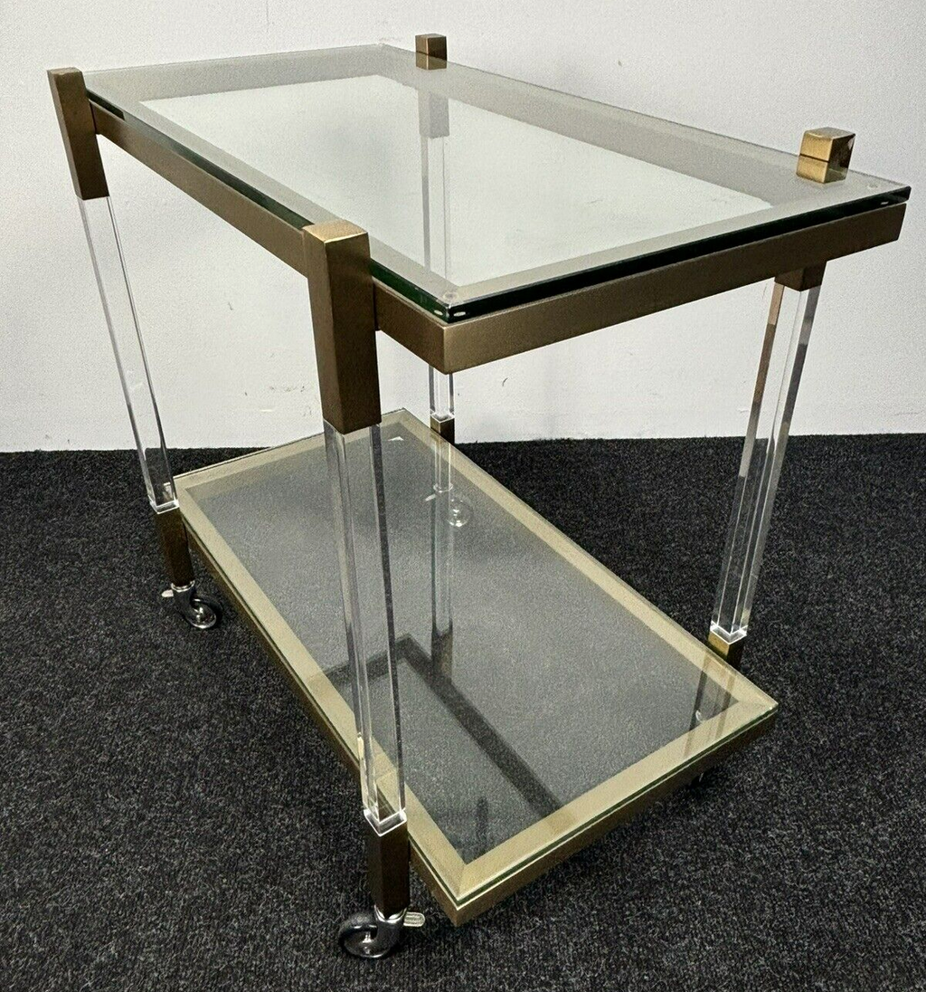 EICHHOLTZ Royalton Servierwagen Barwagen Messing gebürstet Glas Vintage Regency