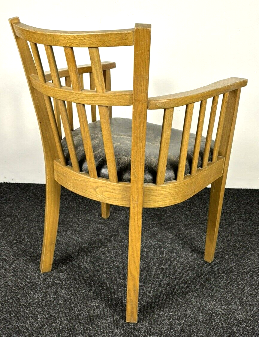 Armlehnstuhl Holz Leder Esszimmer Büro Vintage Art Deco