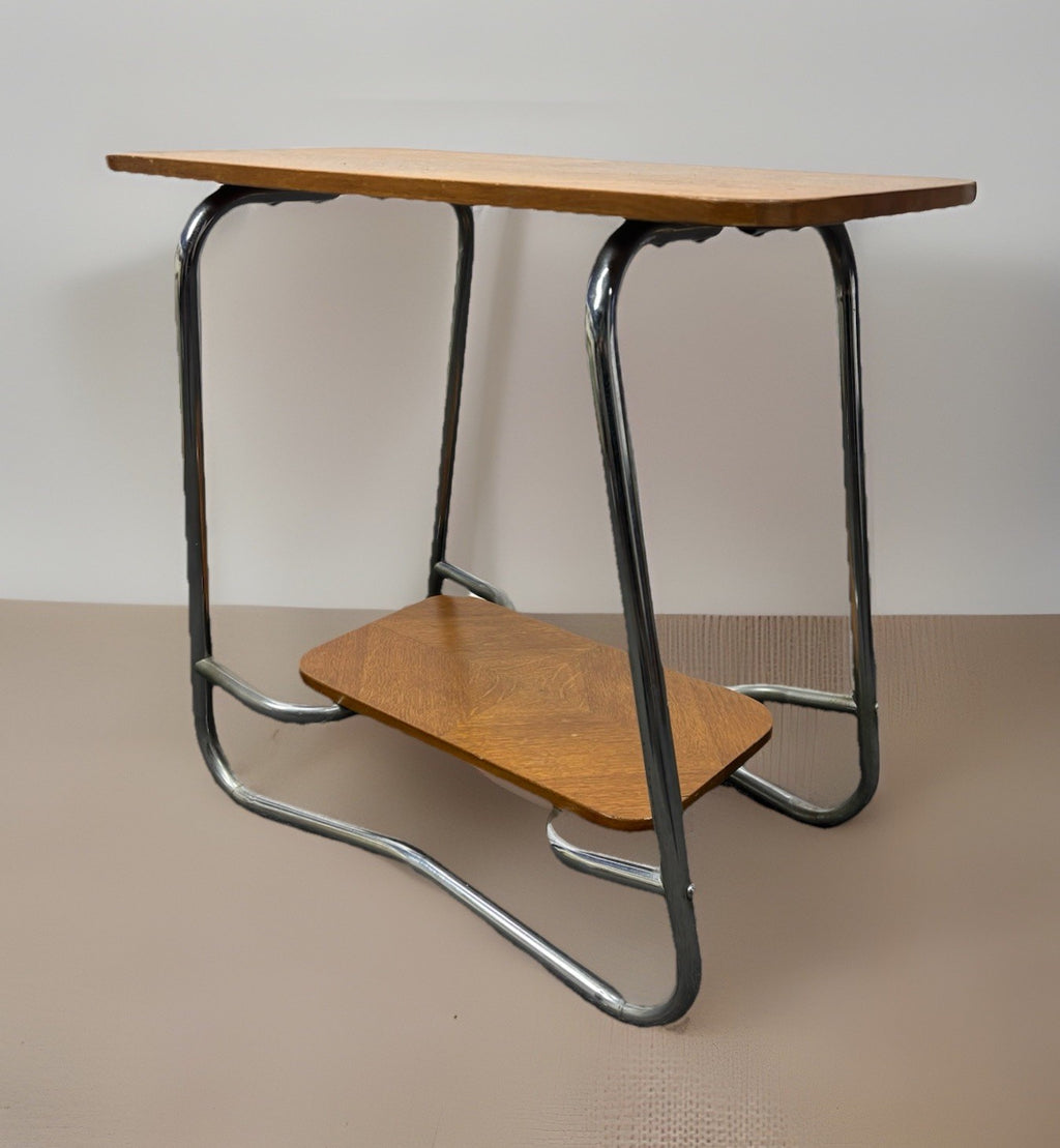Beistelltisch Stahlrohrmöbel Holz Bauhaus Vintage Art Deco 