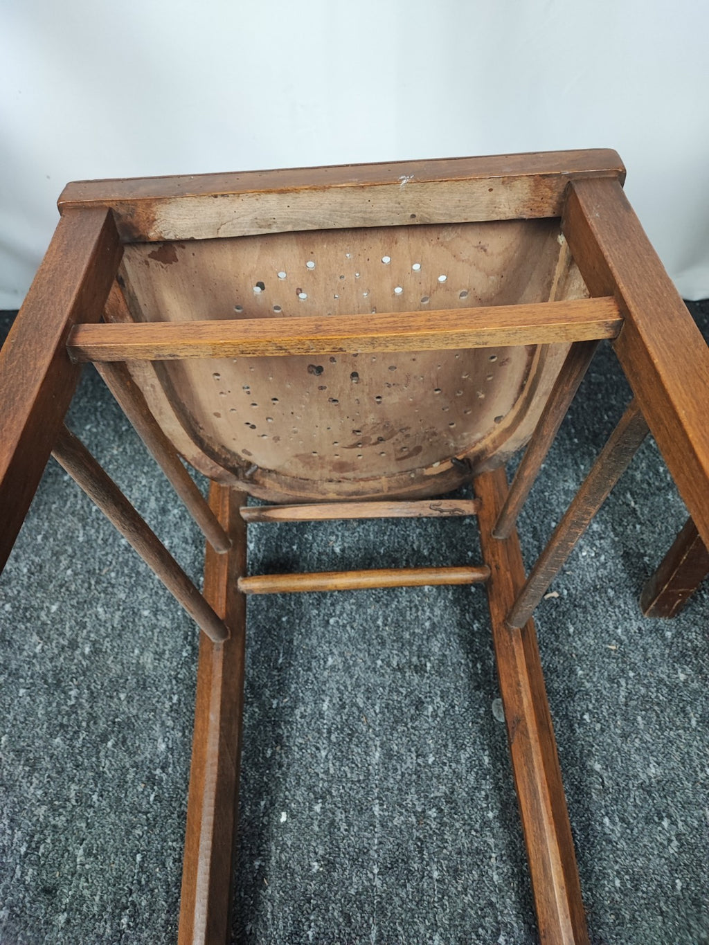 2x Vintage Bistrostuhl Café Stuhl Massivholz Sprossenlehne Küchenstuhl Braun