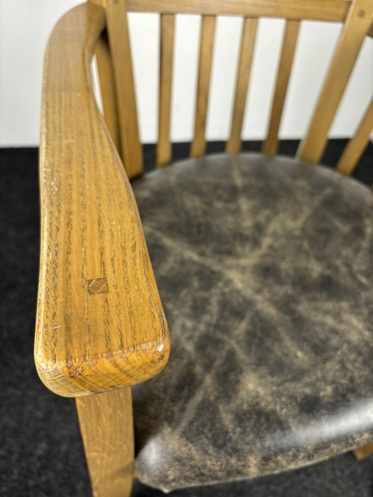 Armlehnstuhl Holz Leder Esszimmer Büro Vintage Art Deco