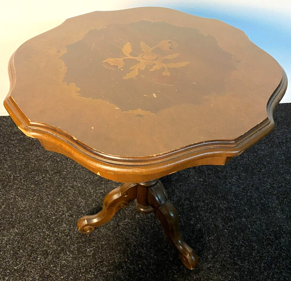 Tisch Rund Beistelltisch Holz Dreibeinige ArtDeco Vintage