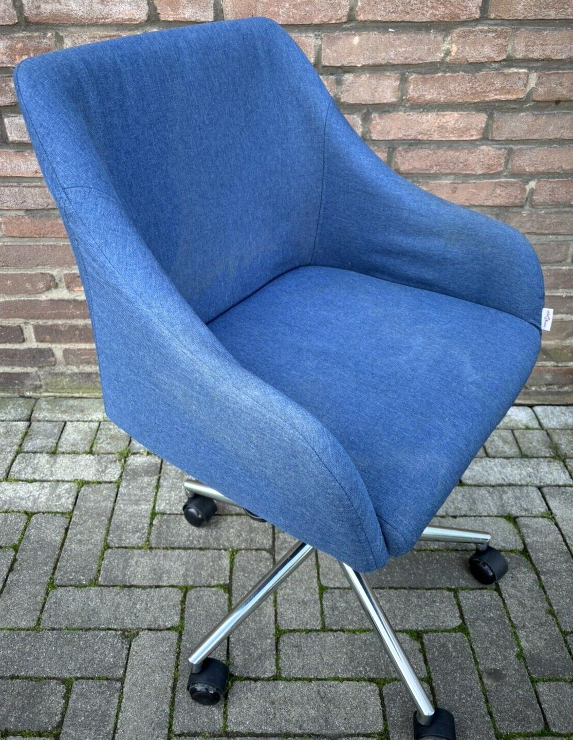 1 von 4 Büro/ Esszimmer Drehstuhl höhenverstellbar Vintage Blue Fabric
