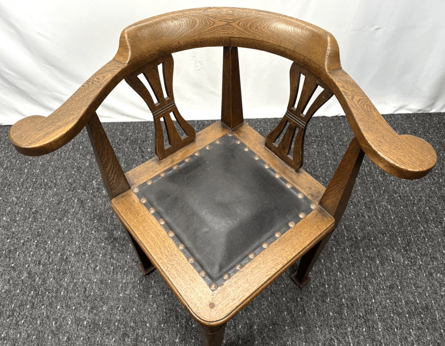 Antiker Eckstuhl/ Corner Chair / Holz/ Leder / Jugendstil / Vintage - Wesel Antik Kunst Vintage