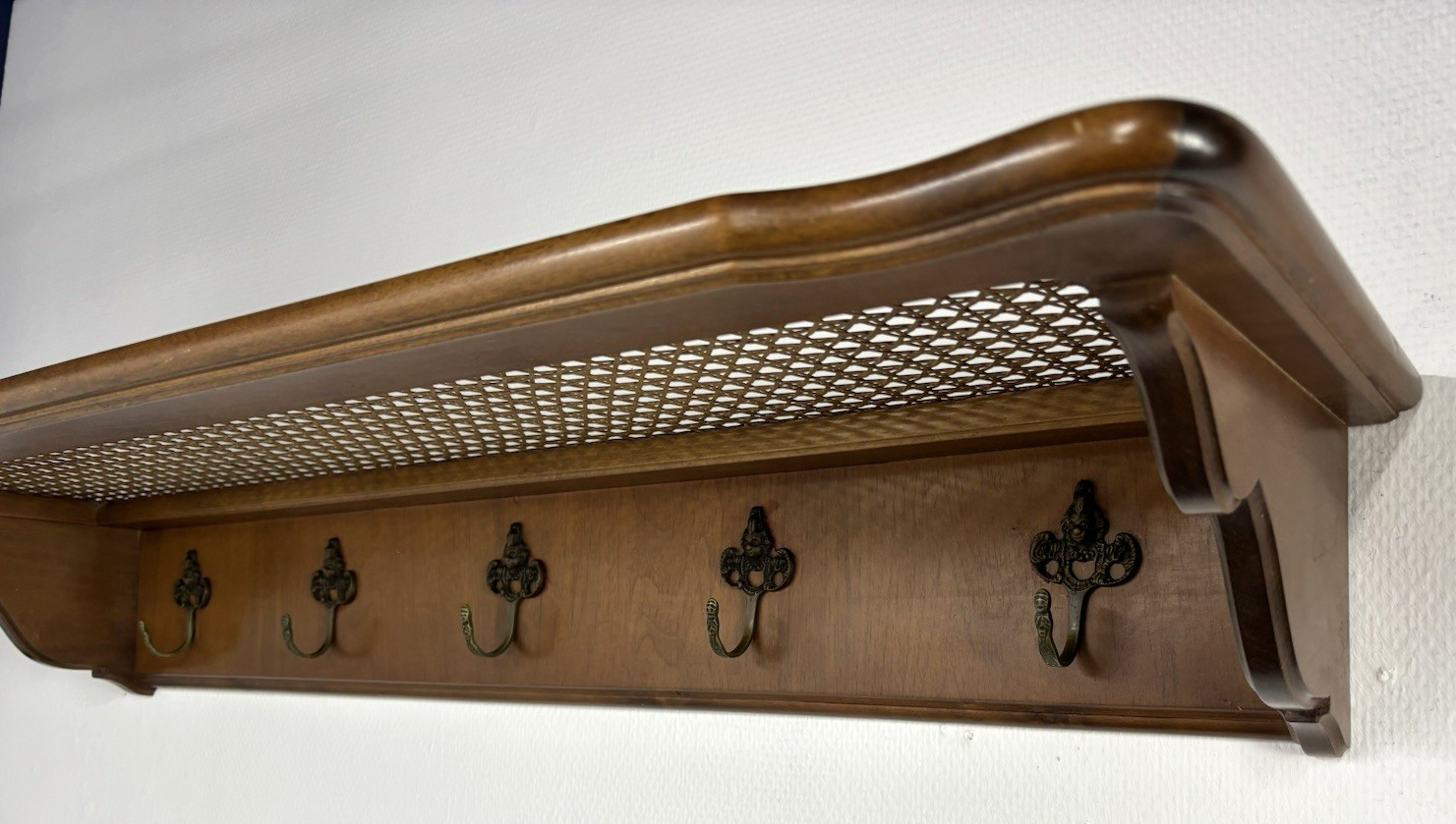 Wandgarderobe mit Hutablage Holz Art Deco Antik Wiener Geflecht