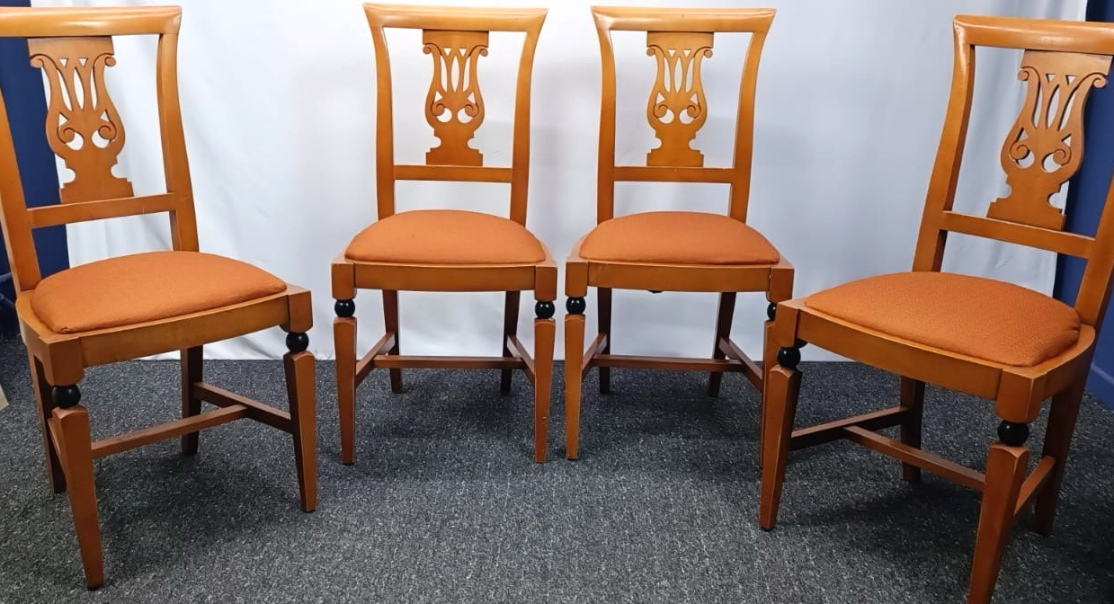 1 von 4 Stuhl Biedermeier Stil Klassisch Harfe Esszimmer Art Deco Vintage