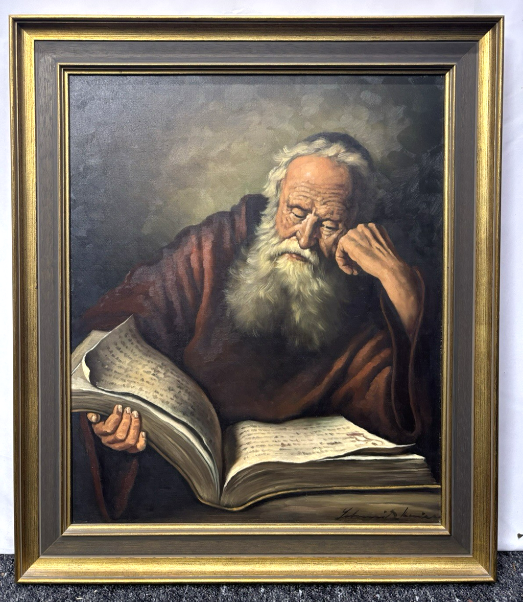 Bild Ölgemälde "Der Eremit" nach Salamon Koninck signiert gerahmt ca. 61 x 73 cm