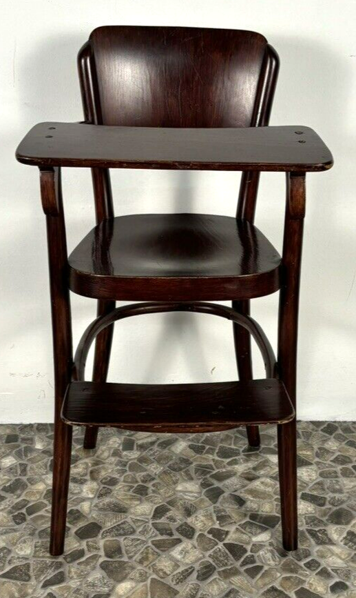 Original Thonet Kinderstuhl Hochstuhl mit abnehmbaren Tisch Mahagoni Art Deco