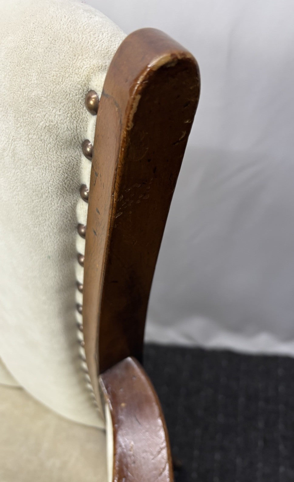 Art Deco Armlehnstuhl  Esszimmer Büro Vintage Stuhl Polster Holz beige