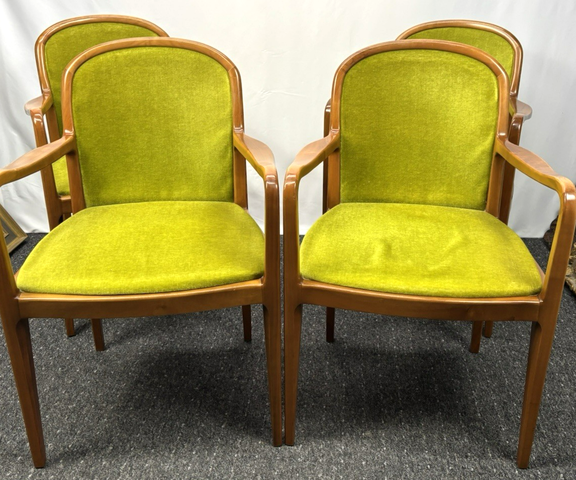 4er Set Armlehnstuhl von Lübke Vintage Esszimmer Buchenholz Art Deco
