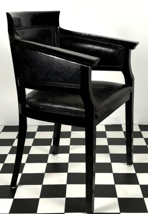 Armlehnstuhl Art Deco Bauhaus Büro Krakelee Leder schwarz