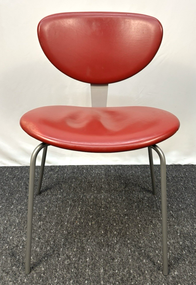 Calligaris Stuhl Küchenstuhl Büro Art Deco Bauhaus Vintage Edelstahl Leder