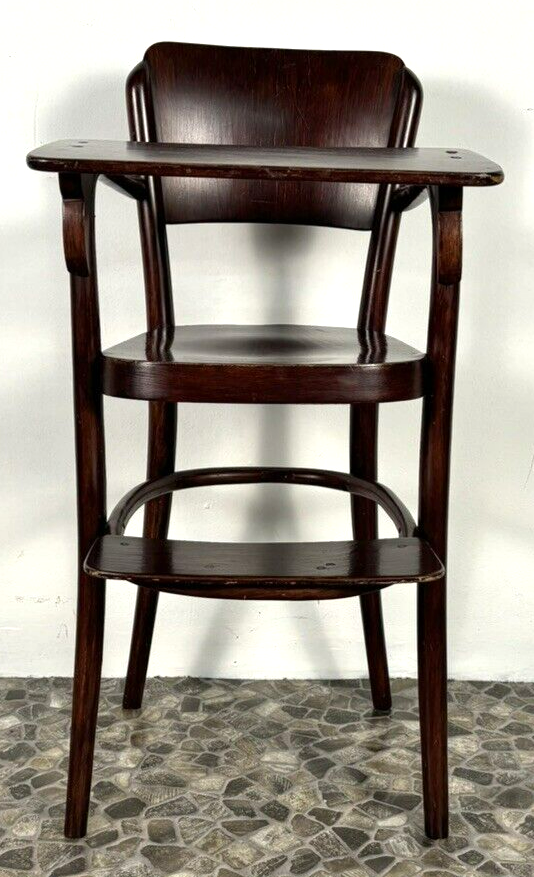 Original Thonet Kinderstuhl Hochstuhl mit abnehmbaren Tisch Mahagoni Art Deco