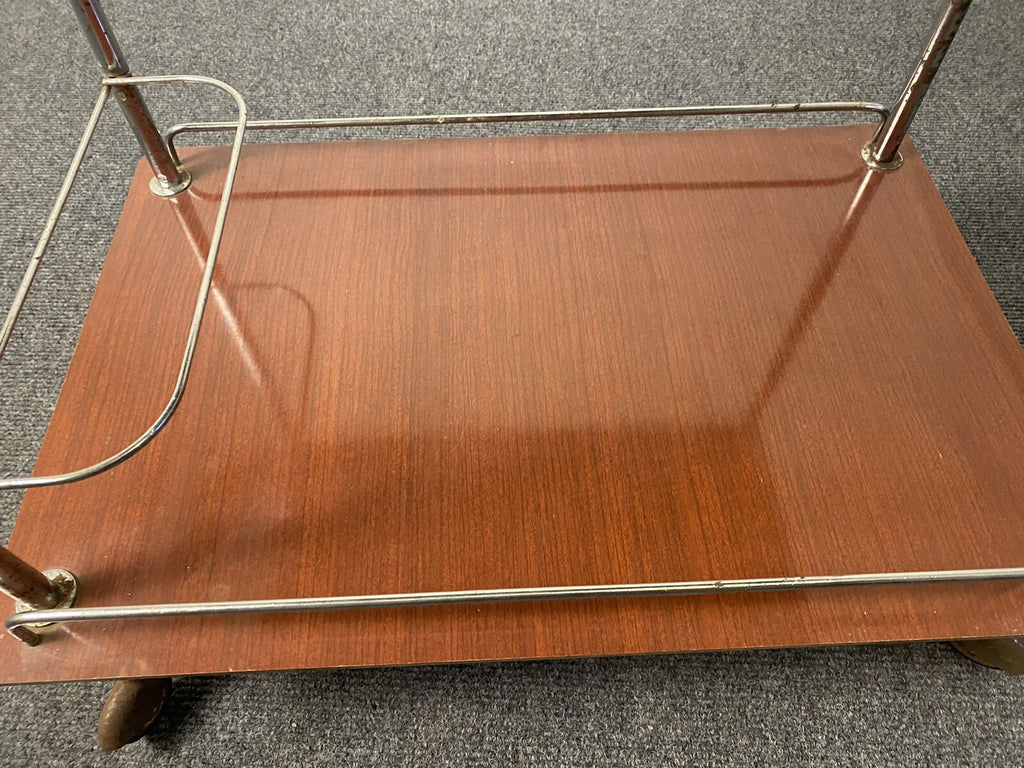 Vintage Teewagen Servierwagen Art Deco, Chrom, Küchenwagen Cocktail  Mid Century