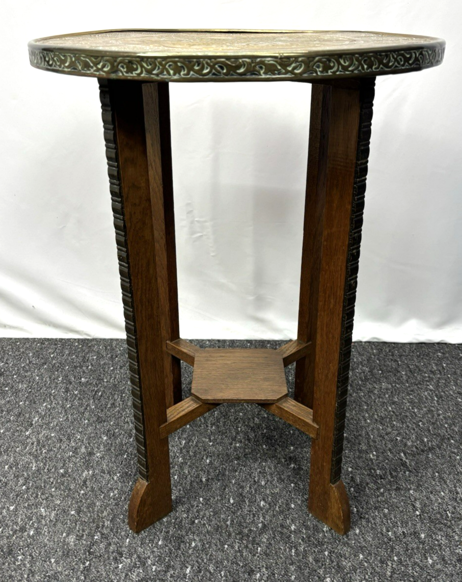 Orientalischer Beistelltisch Holz rund Handarbeit antik marokkanisch Art Deco