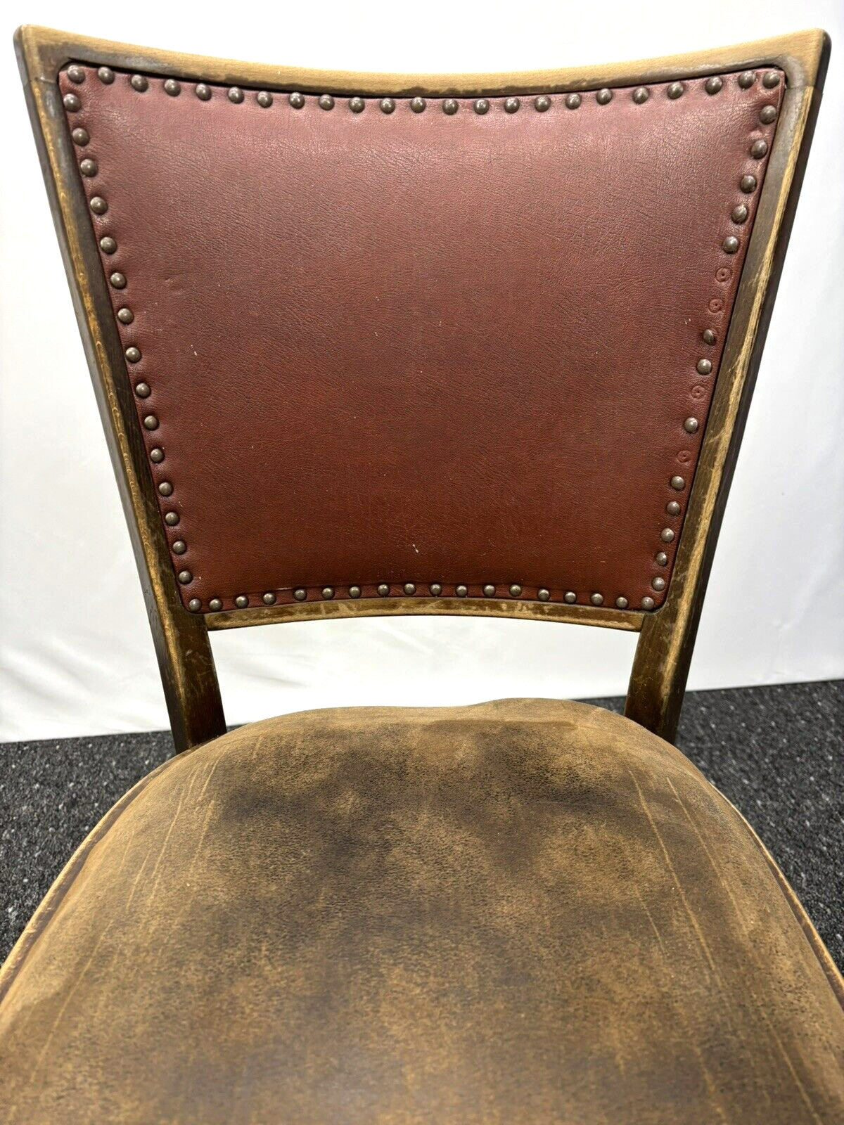 2er Set Küchenstuhl Esszimmer Holz Leder Art Deco Antik Vintage zur Restauration