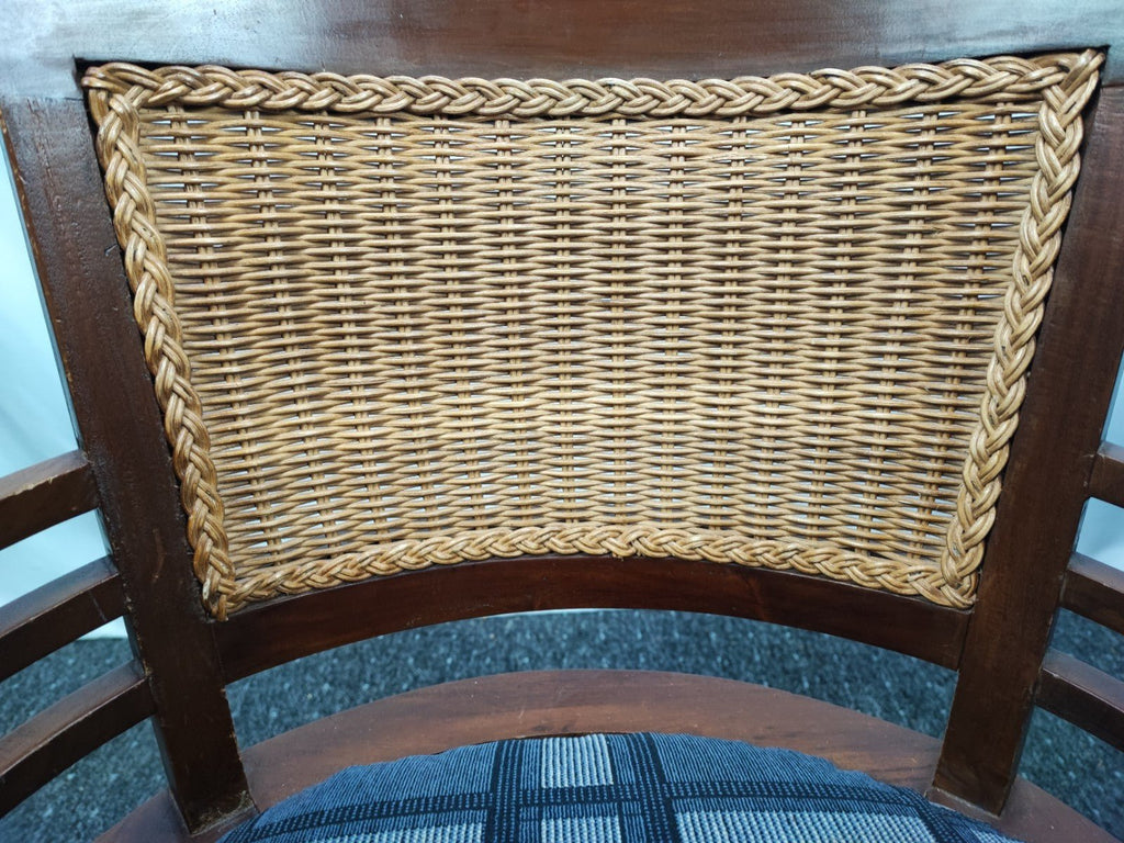 Kolonialstil Armlehnstuhl Massivholz Rattan Sessel Korbstuhl Polstersitz Vintage - Wesel Antik Kunst Vintage