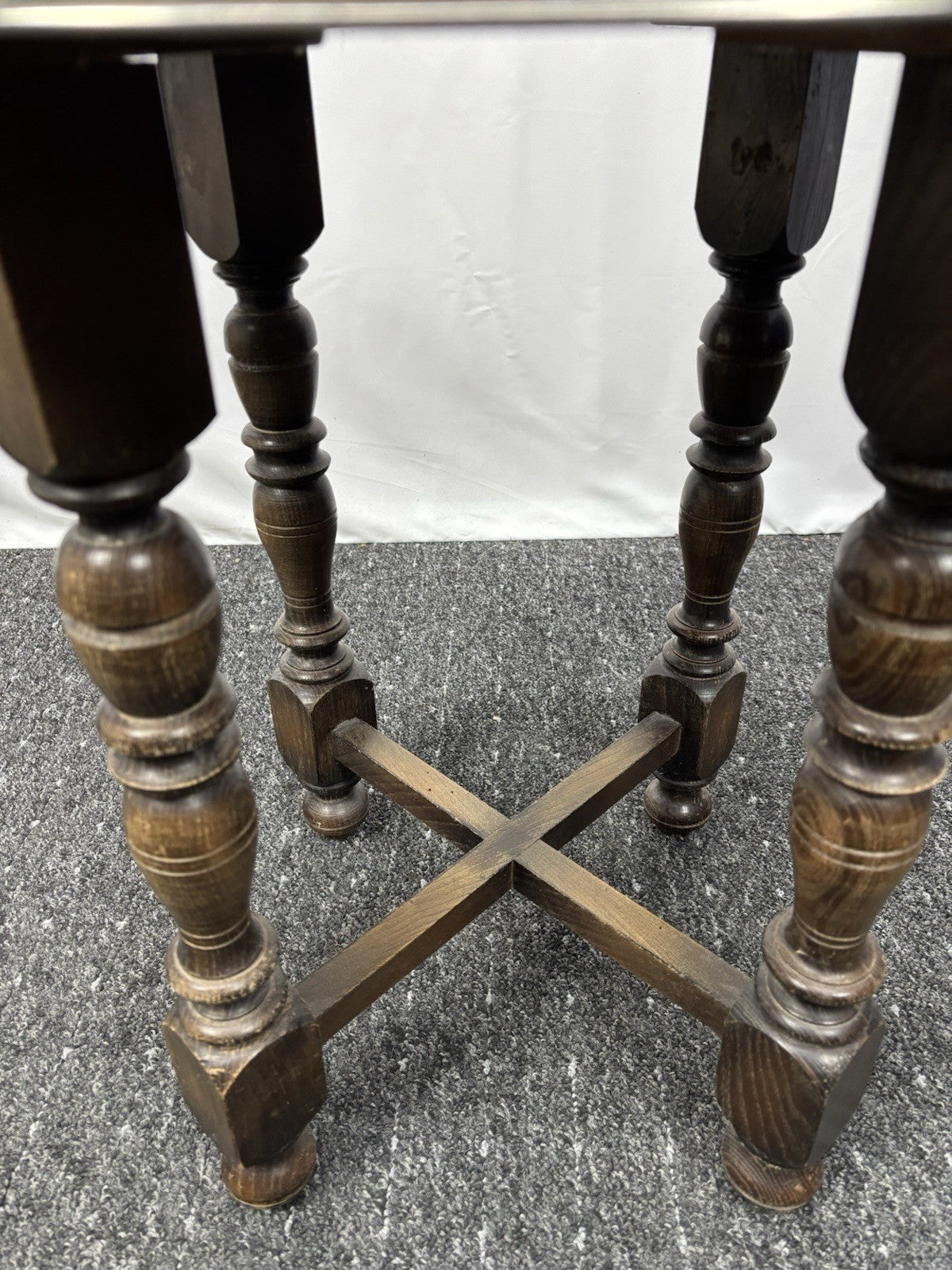 Beistelltisch Rund Rauchertisch Antik  Art Deco Holz Glas ca. 55 cm hoch