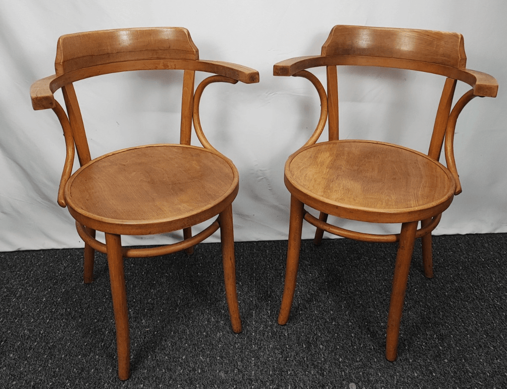 2x Bugholz Armlehnstuhl Paar Kaffeehausstuhl Thonet-Stil Vintage Buche - Wesel Antik Kunst Vintage