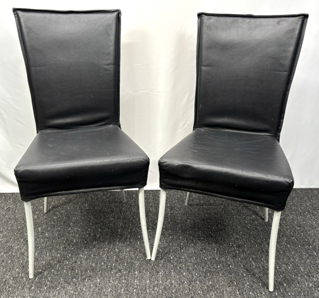 1 von 2 Hochlehner Esszimmer Stuhl Leder Vintage Stahlrohr schwarz Effezeta