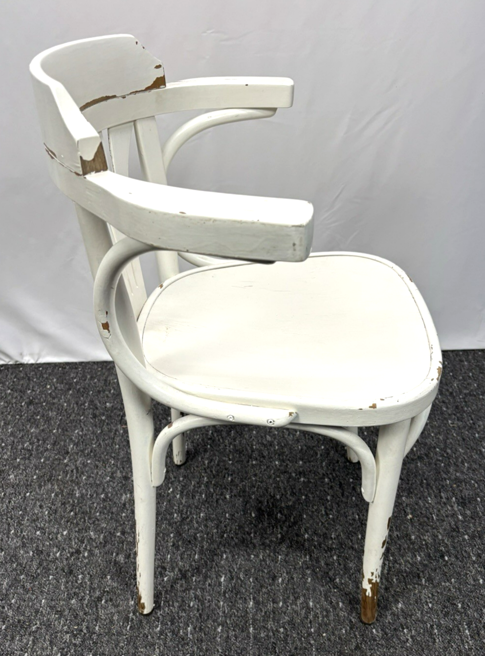 1 von 3 Armlehnstuhl Bistro Vollholz weiß Art Deco Bauhaus  Vintage an Bastler