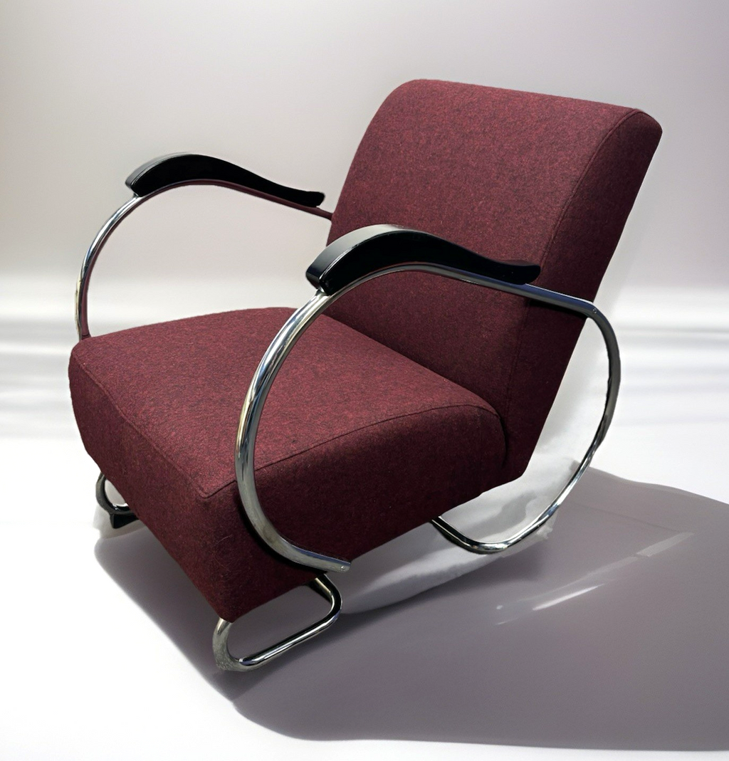 ORIGINAL DYKMEYER Sessel Stahlrohr neu bezogen Bauhaus Art Deco Polstersessel