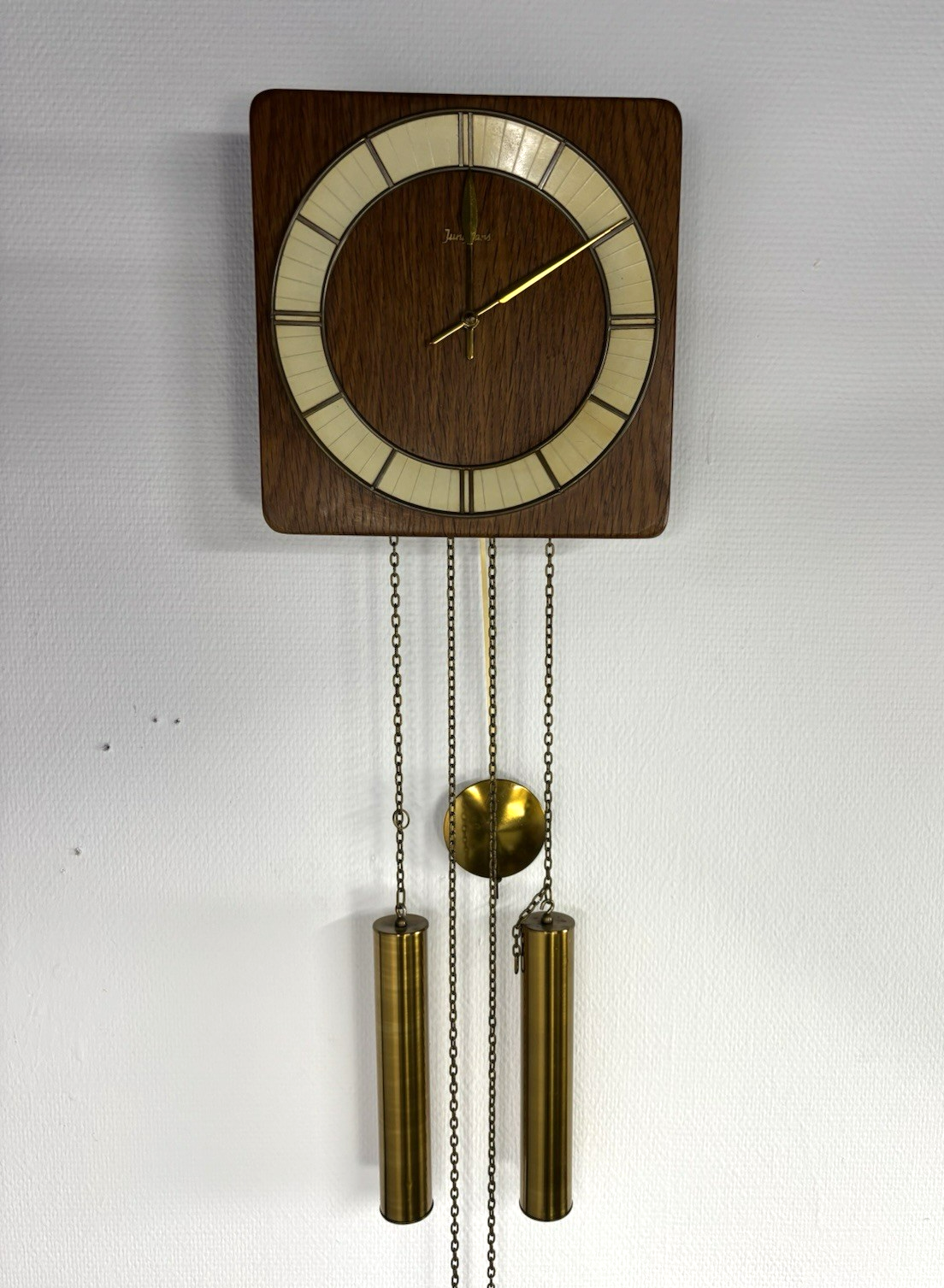 Wanduhr Pendeluhr Junghans Glockenschlag Antik Art Deco ca. 26x26 cm