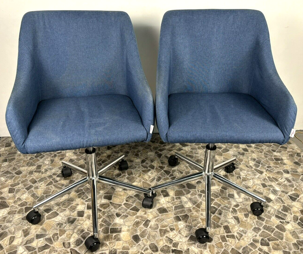 1 von 4 Büro/ Esszimmer Drehstuhl höhenverstellbar Vintage Blue Fabric
