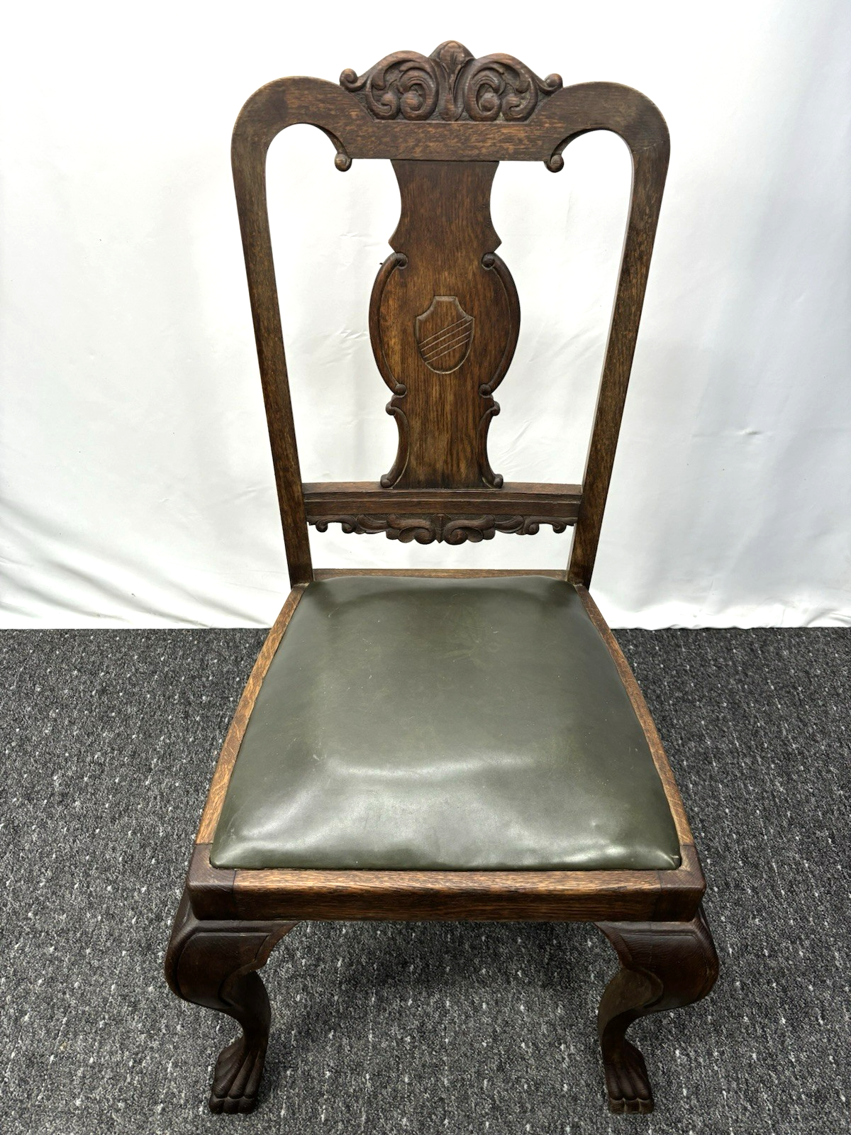 Landhaus Stuhl Massivholz Antik Art Deco Holzschnitzarbeiten Büro Schreibtisch