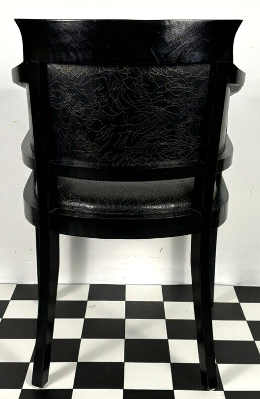 Armlehnstuhl Art Deco Bauhaus Büro Krakelee Leder schwarz