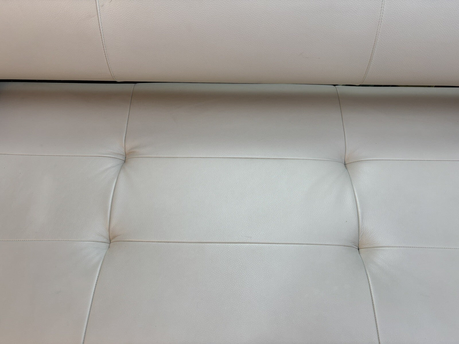 ORIG. Sitland Ledercouch Italien Design Sergio Bellin Cremeweiß Vintage Bauhaus