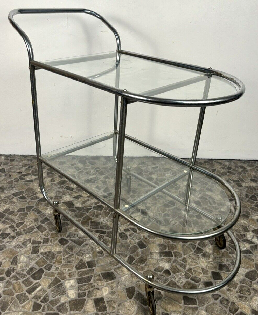 Servierwagen Barwagen Teewagen Stahlrohrmöbel Bauhaus Art Deco Glasböden Küche