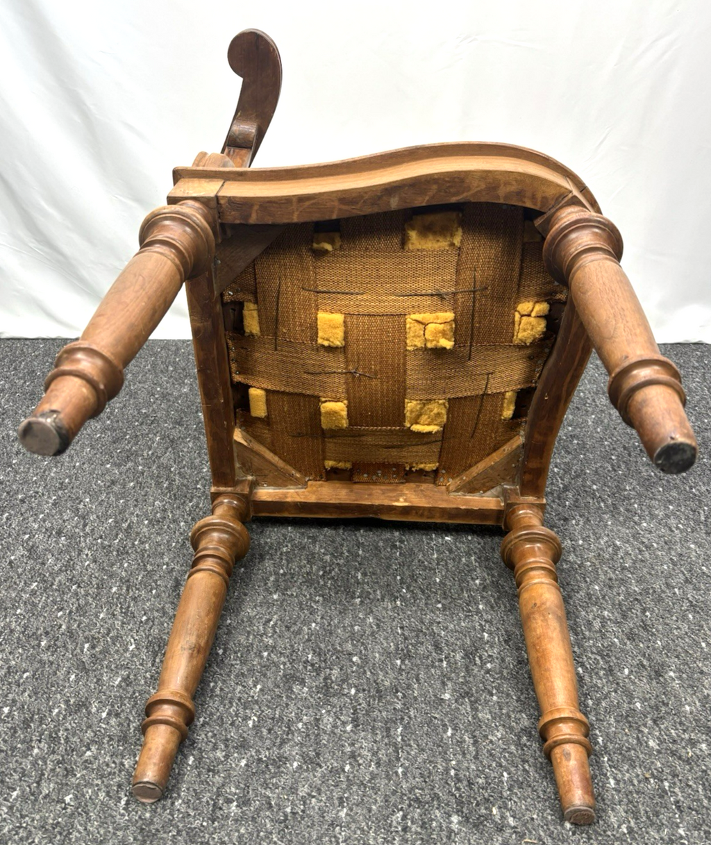 Eckstuhl Corner Chair Captainstuhl Antik Massivholz Leder Art Deco