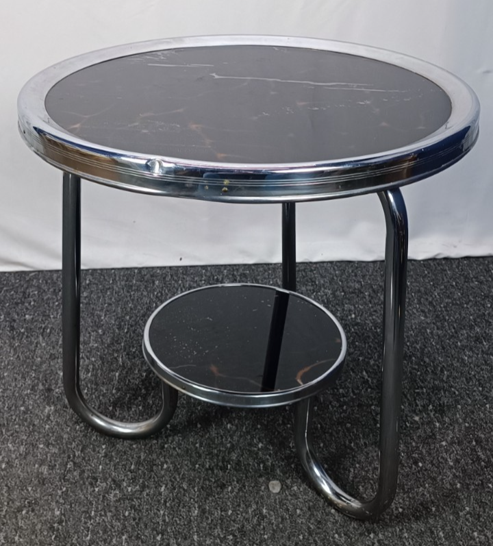 Art Deco Bauhaus Stahlrohr Beistelltisch 1930er Original Chrom Restaurierung