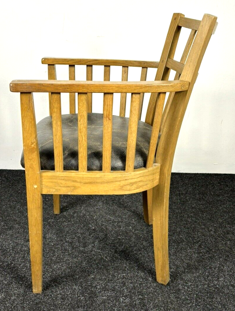 Armlehnstuhl Holz Leder Esszimmer Büro Vintage Art Deco