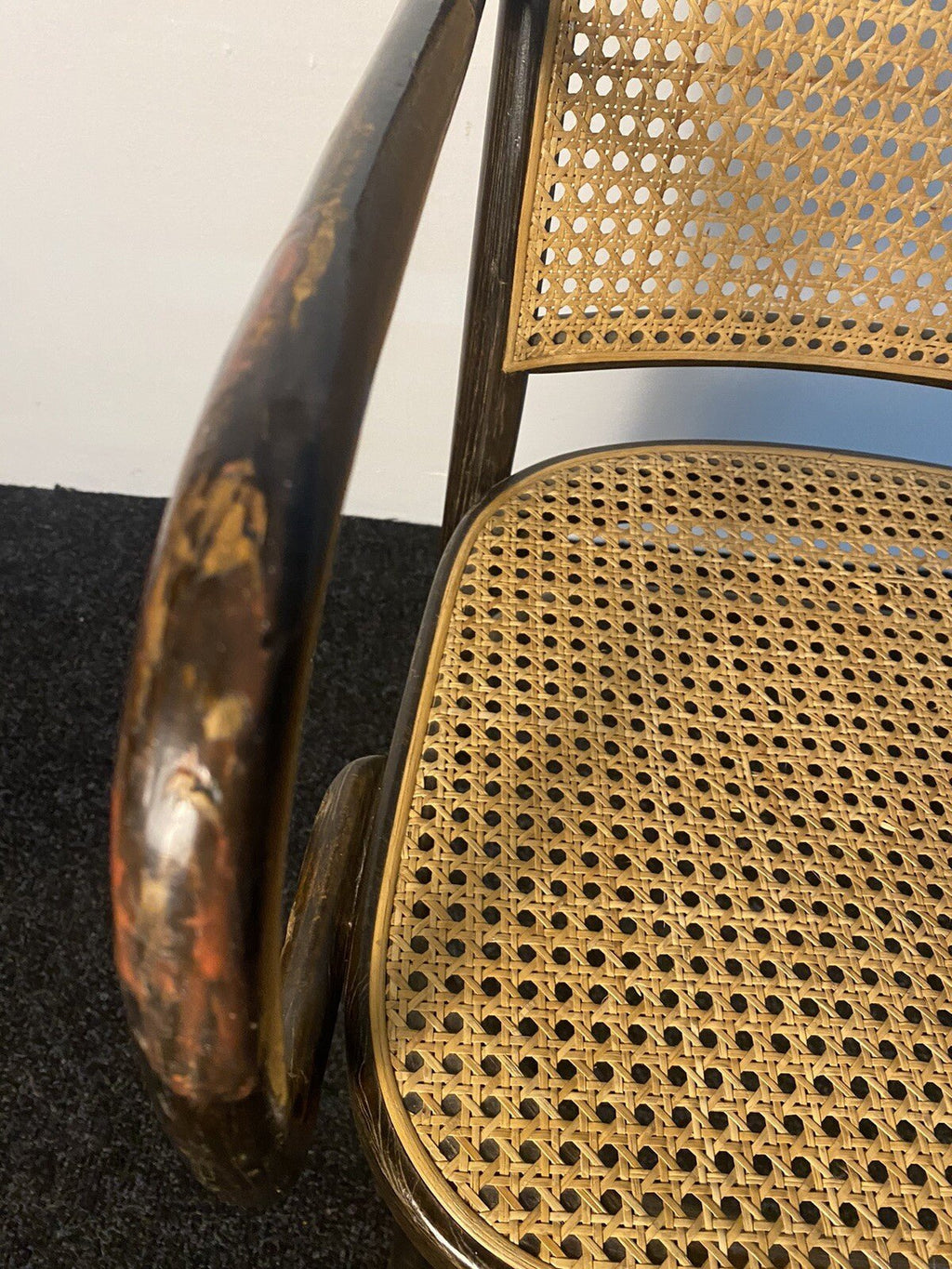 Vintage Armlehnenstuhl Thonet Stil Wiener Geflecht Stuhl Bugholz Prager Stuhl - Wesel Antik Kunst Vintage