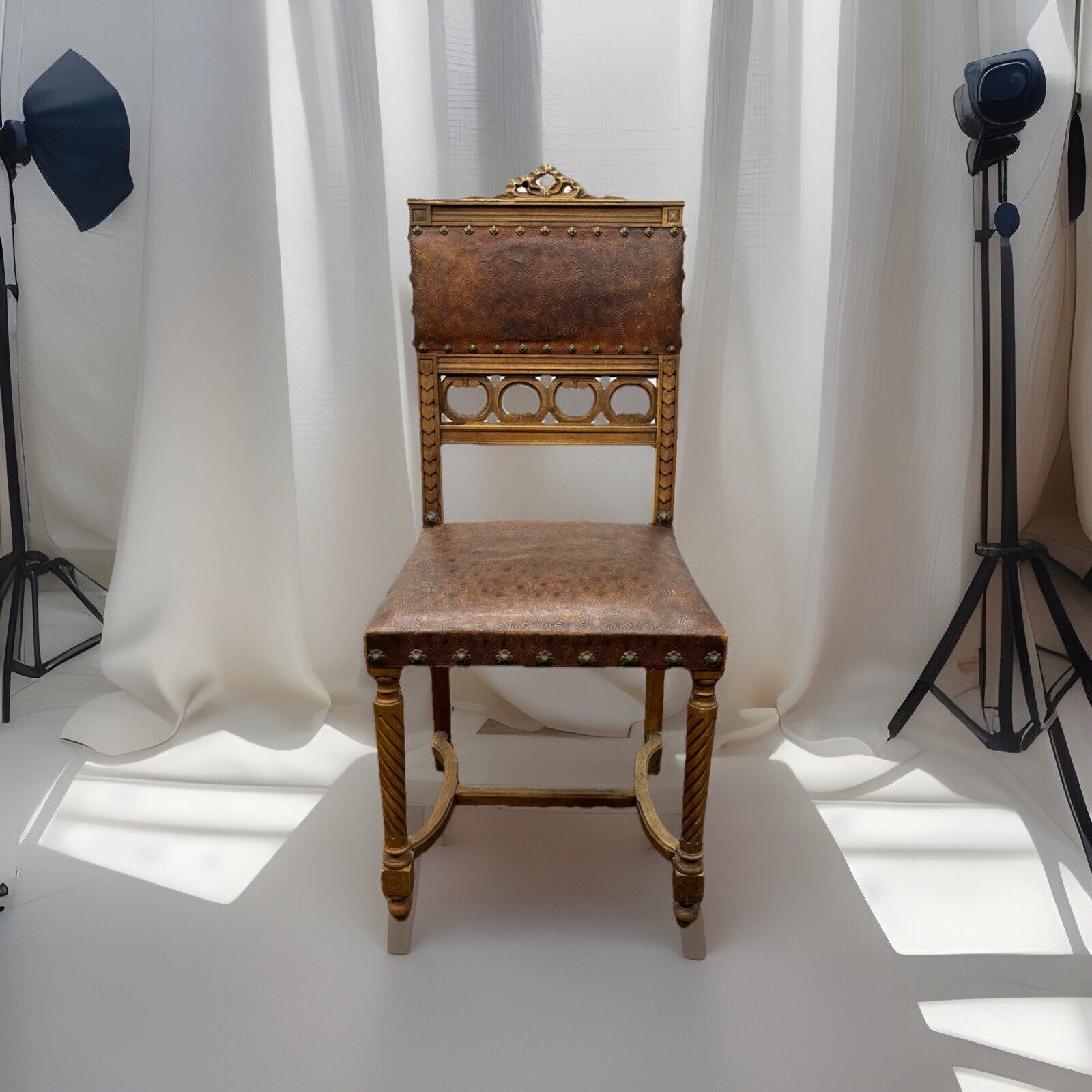 4er Stuhlset Esszimmer spanischer Stil Leder Art Deco Bauhaus für Bastler!