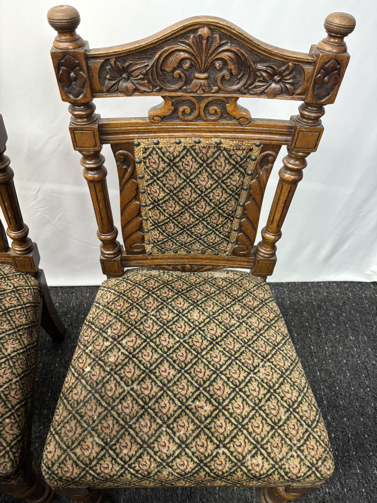 6er Stuhlset Esszimmer Antik Barock Art Deco Massivholz Schnitzarbeiten rollbar