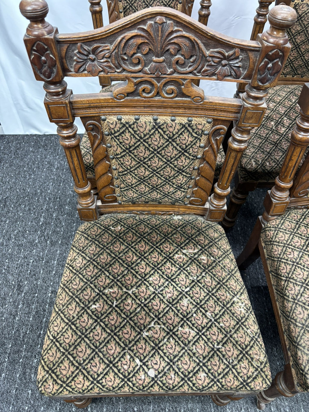 6er Stuhlset Esszimmer Antik Barock Art Deco Massivholz Schnitzarbeiten rollbar