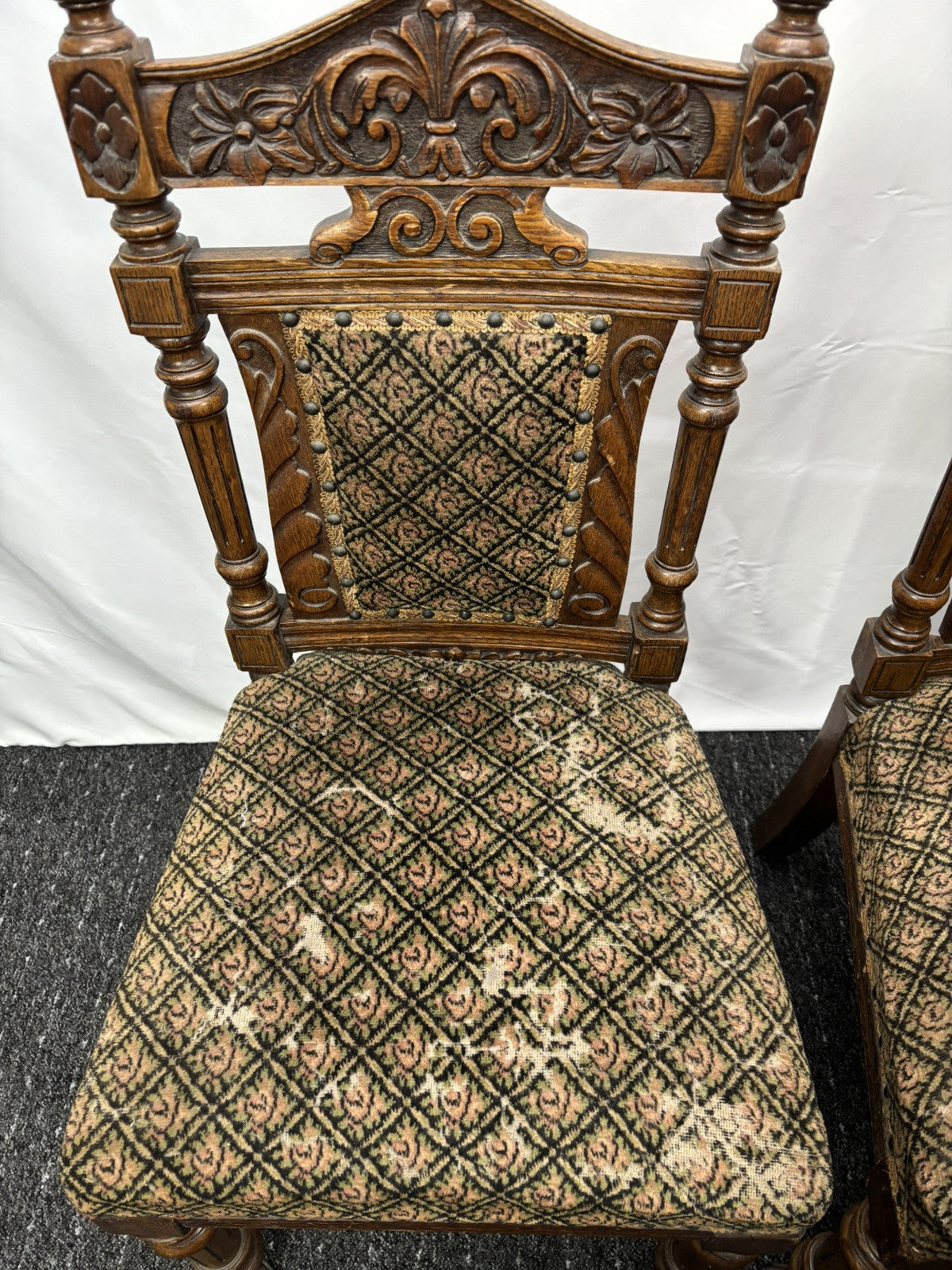 6er Stuhlset Esszimmer Antik Barock Art Deco Massivholz Schnitzarbeiten rollbar