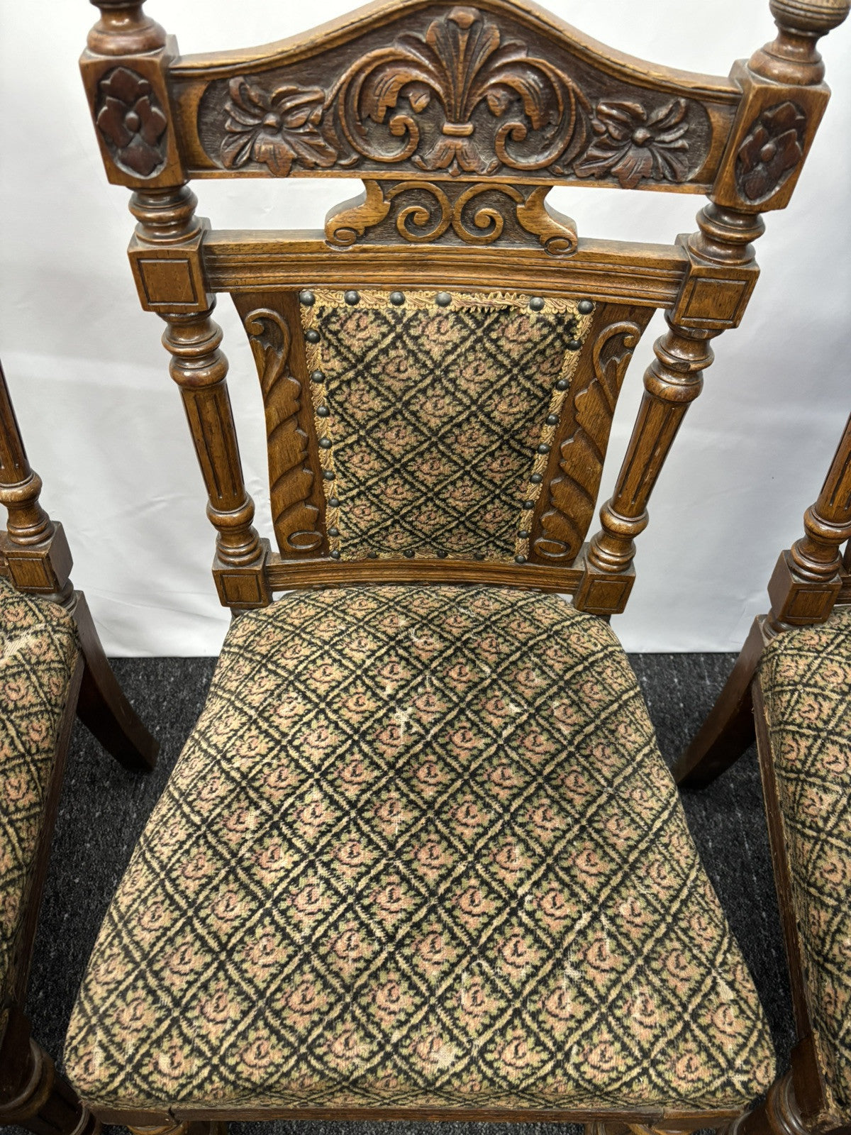 6er Stuhlset Esszimmer Antik Barock Art Deco Massivholz Schnitzarbeiten rollbar